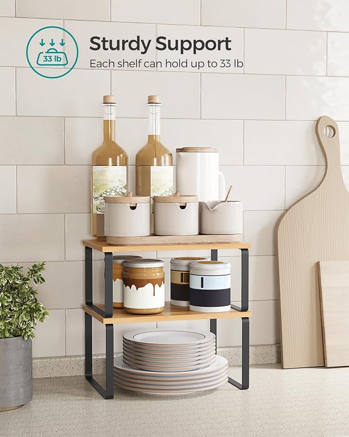 SONGMICS Cabinet Organizer Shelf, Kitchen Storage, Spice Rack, Expandable - Image 4