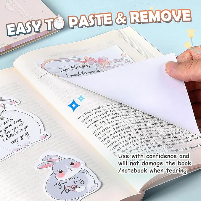 Hommie Cute Sticky Notes Set, Sticky Notes Set Planner Dividers, Easter Bunny Self-Stick Memo Pads with Animal Divider Tabs, Bundle Writing Designs for Office, School, Easter Party Supplies-DeskLoop Office