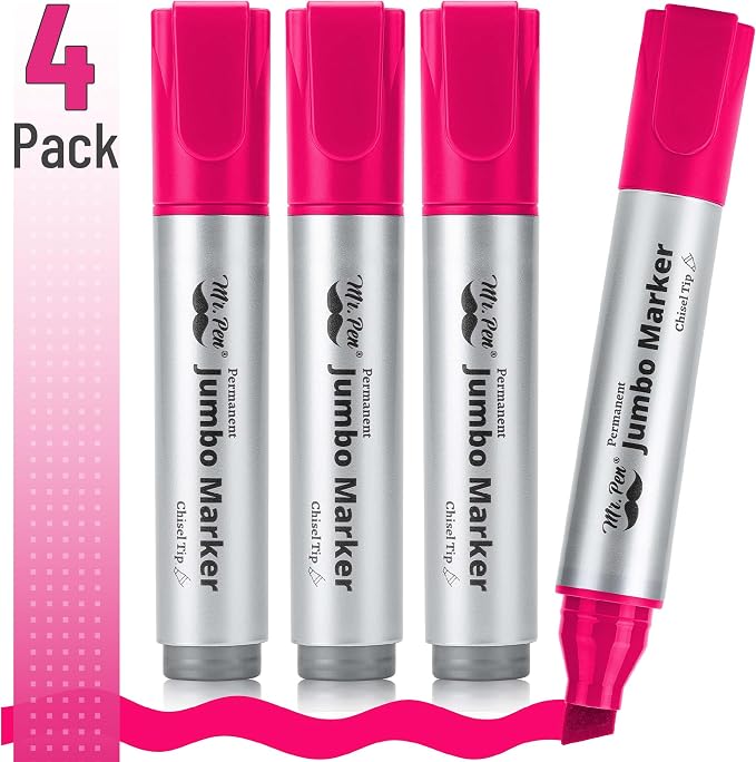 Mr. Pen- Jumbo Permanent Markers, 4 Pack, Chisel Tip, Wide Tip, Large | Thick - Image 2
