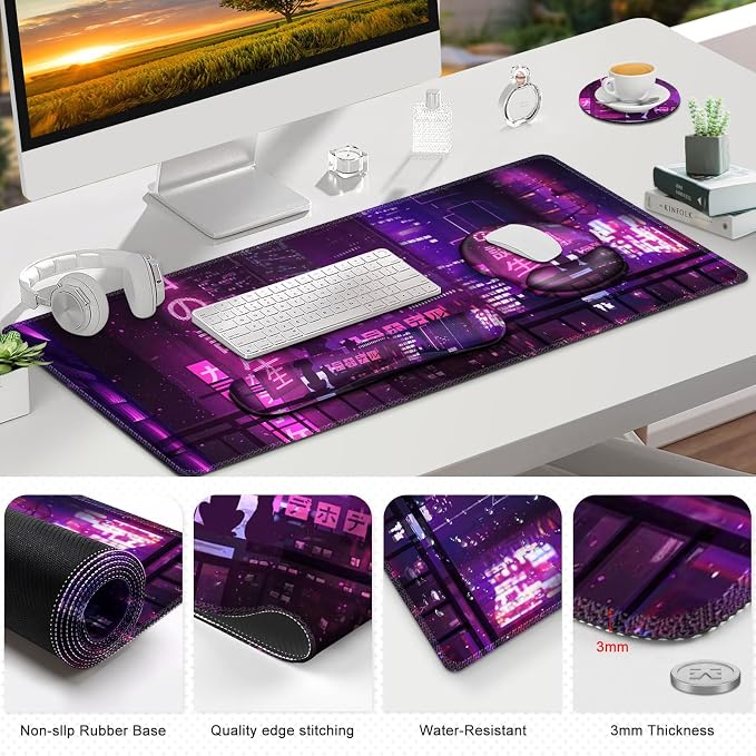 Gaming Mouse Pad, Large Desk Mat, Cute Desk Pad, 4in1 XXL Mousepad + Keyboard - Image 9
