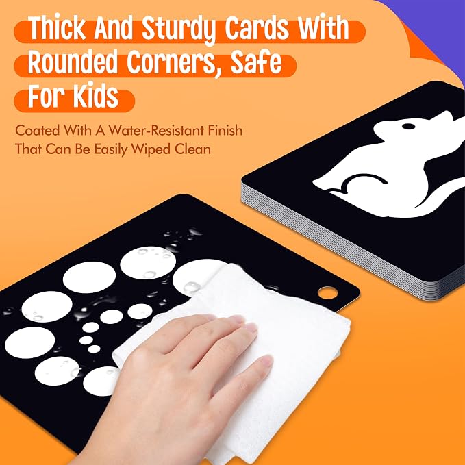 50PCS High Contrast Baby Flashcards, 100 Pages Black & White Visual Stimulus - Image 7