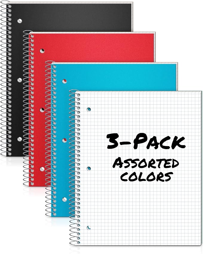 Dunwell Graph Paper Notebook 8.5 x 11 Plastic Cover, 100 Sheets, Perforated - Image 7