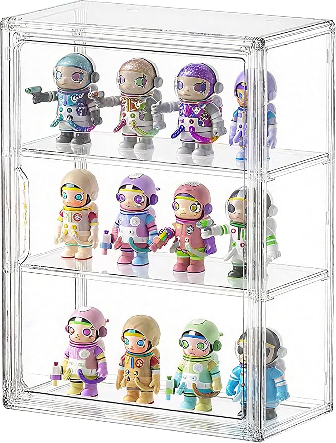 Clear Acrylic Display Case for Figures&Collectibles, 3 Tier Lego Labubu Toy Box by Seaniss