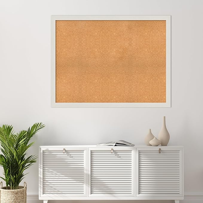 Amanti Art Natural Cork Board for Wall, 39x51 Vision Board with White Frame, Oversize Corkboard Office Decor for Home Organization, Country Rustic Corkboard Pinboard to Display Items for Home-DeskLoop Office