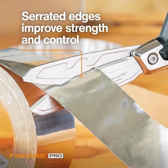 Fiskars Pro PowerArc Shop Shears, Heavy Duty Stainless Steel Scissor, - Image 3