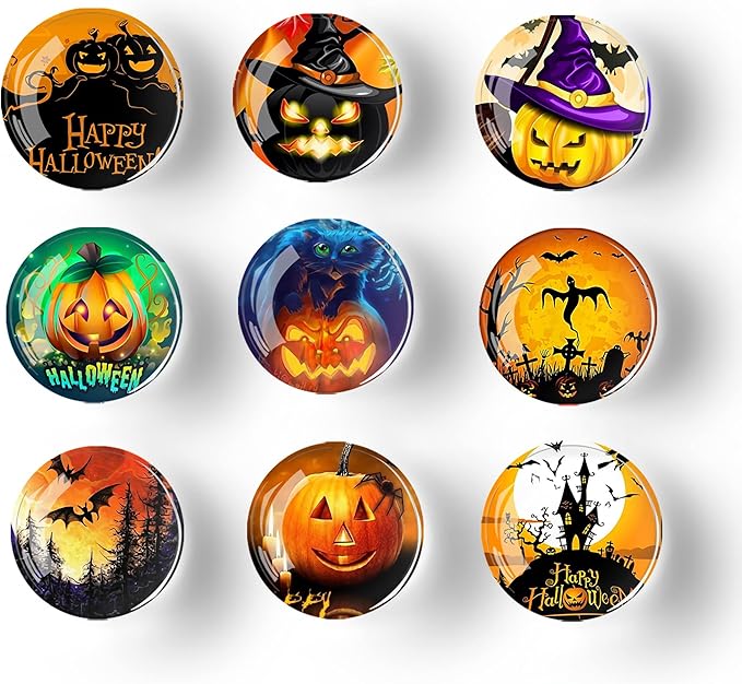 12Pcs Glass Strong Magnetic Refrigerator Magnet Fridge Sticker,Halloween Crystal Fridge Magnets Decoration for Crafts,Strong Fridge Magnets for Kitchen,School,Office Whiteboard,Cabinet and Dishwasher-DeskLoop Office