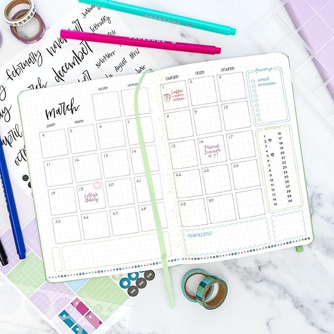 PAPERAGE Dotted Journal Notebook, (Turquoise), 160 Pages, Medium 5.6 in x 8 in - 100 GSM Thick Paper – Hardcover Journaling Notebook for Work, School & Bullet Journaling-DeskLoop Office