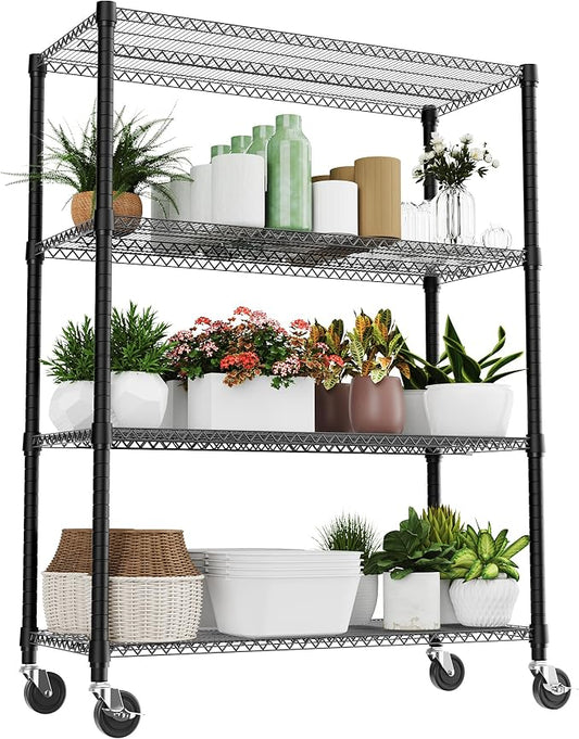 M MZG 4 Tiers Shelf 2640 lbs Steel Storage Shelving Utility Shelving Unit Steel by MEIGAOPLASTICANDMETALHKCOLIMITED