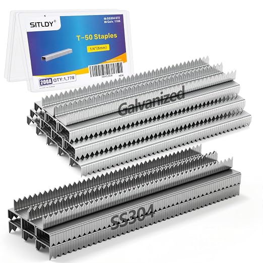 Heavy Duty T-50 Staples 1/4 inch Length 1778-Count, 3/8" Crown Beveled Chiseled by SITLDY