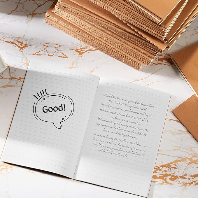 100 Pcs Kraft Notebook Journals 5.5 Inch x 8.3 Inch A5 Softcover Notebooks Bulk for Writing Sketch Office Notepad with 60 Pages 30 Sheets (Multicolor,Lined)(Black, Brown,Lined)-DeskLoop Office