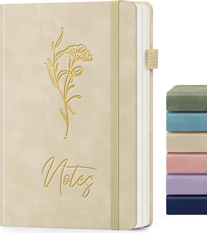 Lined Journal Notebook for Women Men, A5 Hardcover Leather Journals for Writing by ALKALO
