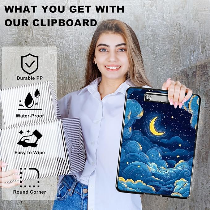 Moon Blue Clouds A4 Clipboard - Image 2