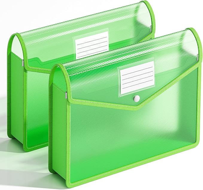 2 Pack Plastic Expanding File Folder, Transparent envelopes by XingDuing