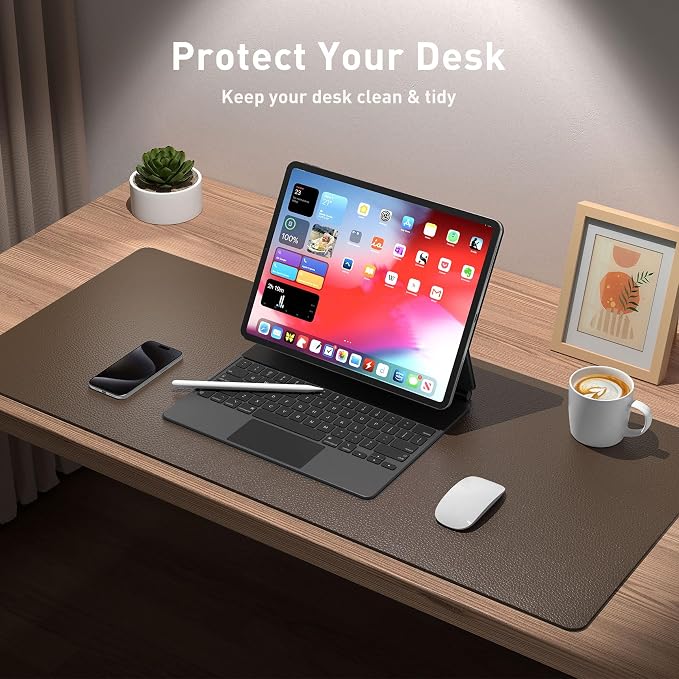 Aothia Leather Desk Pad Protector, Office Mat, Large Mouse Pad, Non-Slip PU - Image 3