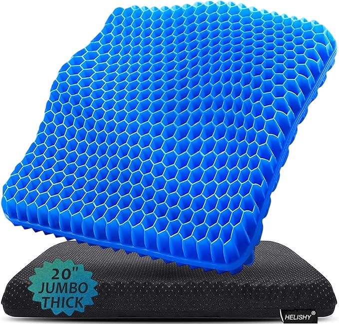 20" Gel Seat Cushion for Long Sitting – Office Chair Cushion – Wheelchair by Helishy