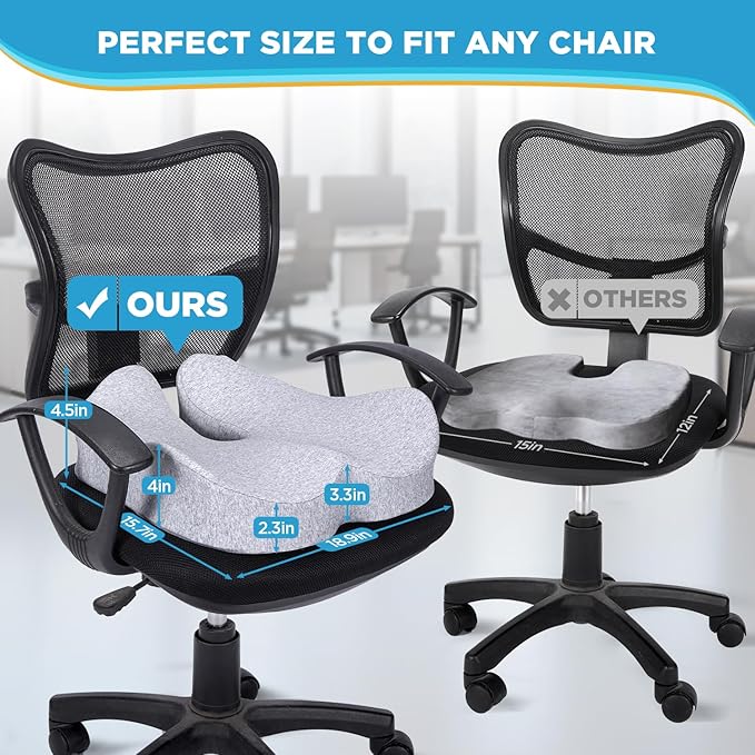 BEAUTRIP Seat Cushion Charcoal Memory Foam Cushion for Office Desk Chair, Car Driving Seat - Sciatica, Tailbone & Back Pain Relief Donut Butt Pillow - Seat Pad for Elderly, Drivers, Office Workers-DeskLoop Office