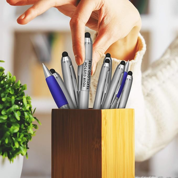 DISCOUNT PROMOS Custom Stylus Ballpoint Pens Set of 100, Personalized Bulk Pack - Image 7
