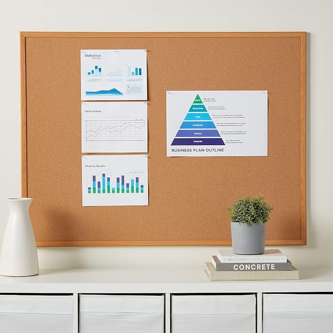 Staples Standard Durable Cork Bulletin Board, Oak Finish Frame, 4-ft x 3-ft - Image 5