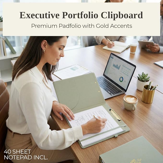 Aesthetic Clipboard Folio with Refillable Lined Notepad & Interior Pocket – - Image 2