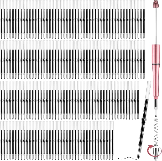 Sayglossy 300pcs Beadable Pens Refills Bulk, 1.0mm Black Ink Refills by Sayglossy