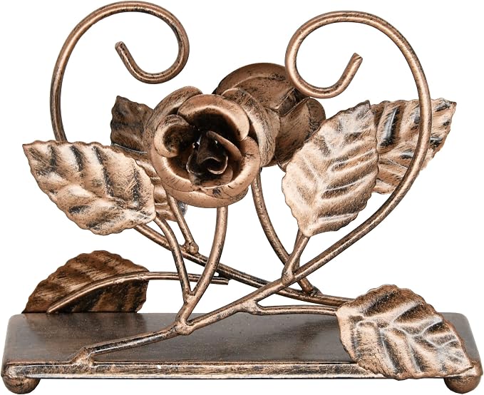 OwlGift Bronze Napkin Holder – Rose Design Metal Napkin Storage - Image 9