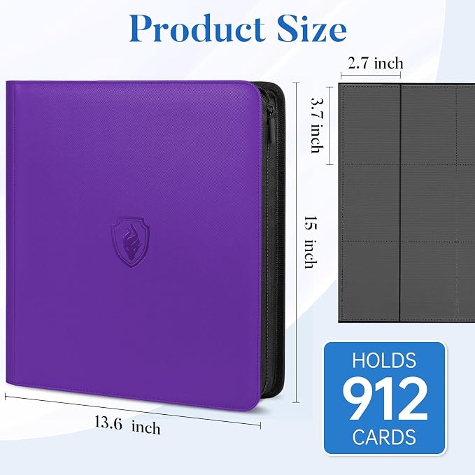 Premium Zip Card Binder 12 Pocket, Fabmaker 912 Pockets Trading Card Binder - Image 3