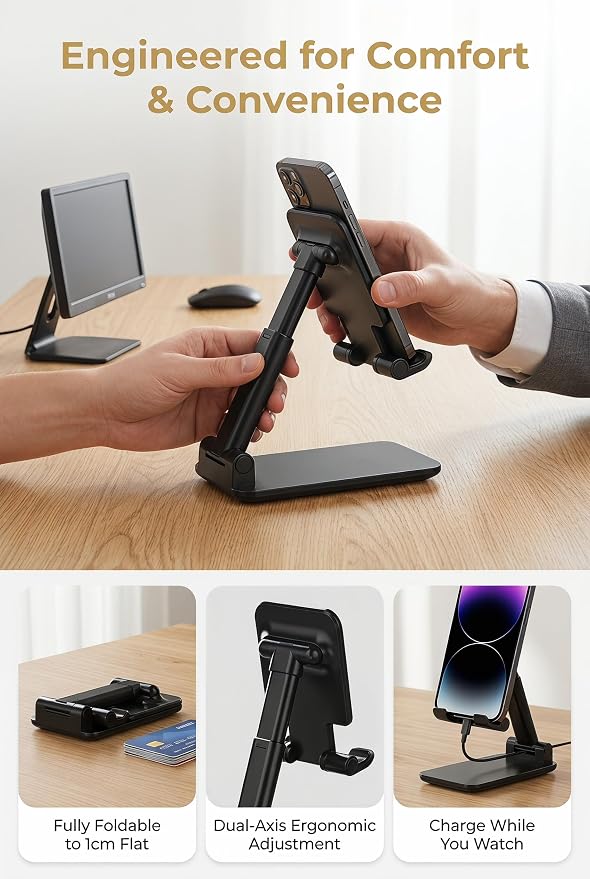 Phone Stand for Desk Cell Phone Holder Stands for iPhones, Fully Foldable - Image 5