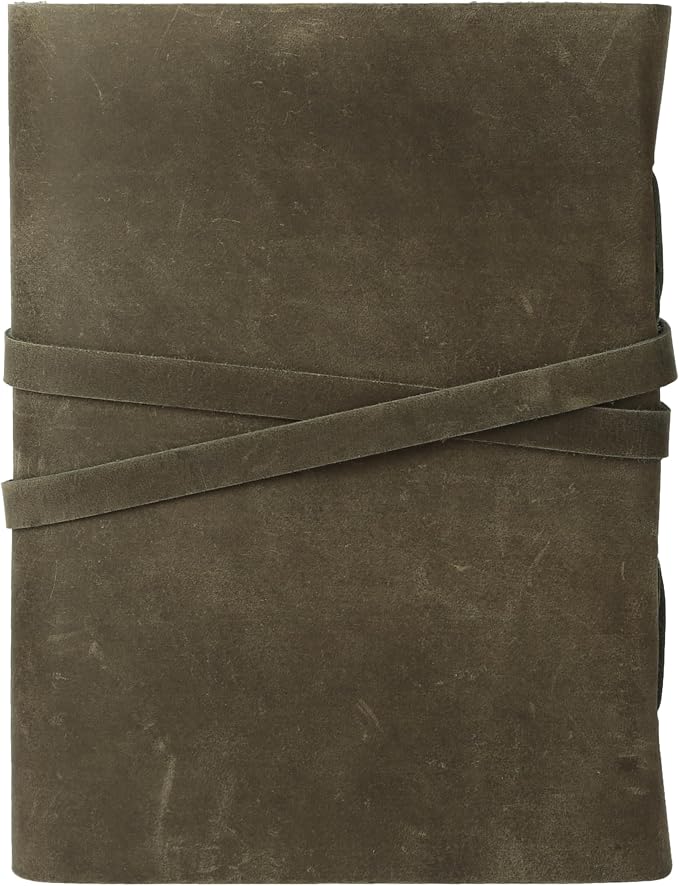 Leather Journal with Deckle Edge Paper 8x6 inch and Vintage Key | Handmade - Image 4