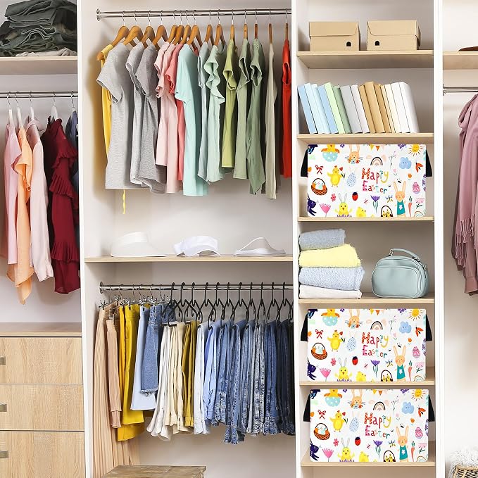 FUULOXE Storage Bin for Shelves Rectangle Closet Baskets Foldable Box - Image 6