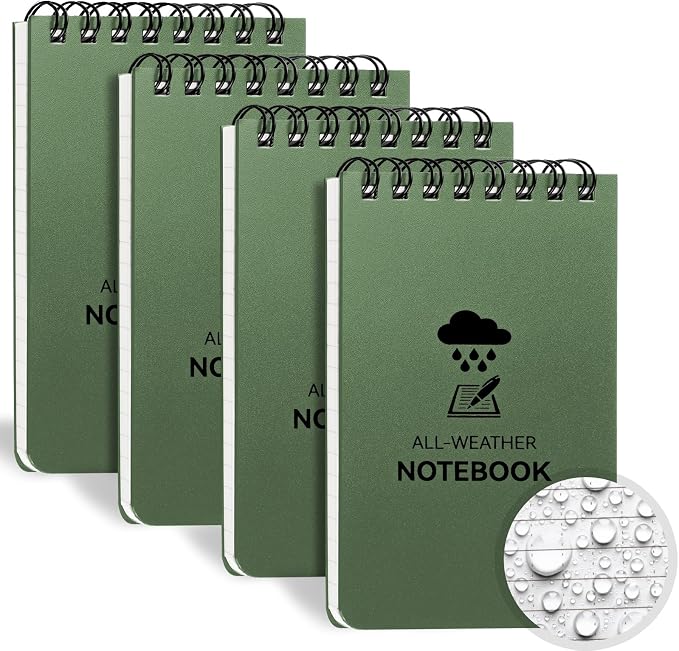 COIDEA Waterproof Notebook, 4 Pack Top-Spiral Pocket Notepad, Police Pocket by COIDEA