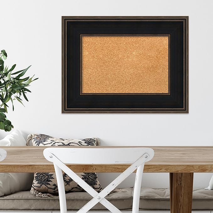 Amanti Art Natural Cork Board for Wall, 20x26 Vision Board with Brown Wood Frame, Small Corkboard Office Decor for Home Organization, Casual Corkboard Pinboard to Display Items for Home Organization-DeskLoop Office
