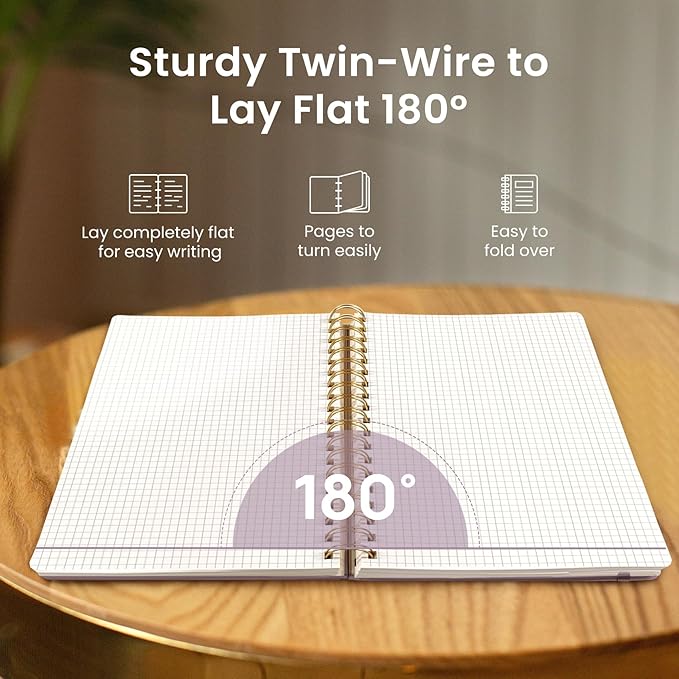 Spiral Dotted Notebook Journal for Work, 300 Pages, Thick B5 (7.1"x10") Bullet Dotted Journal for Women & Writing, Hardcover Notebook for Note Taking, Perfect for Work School Note Taking Business, Purple-DeskLoop Office