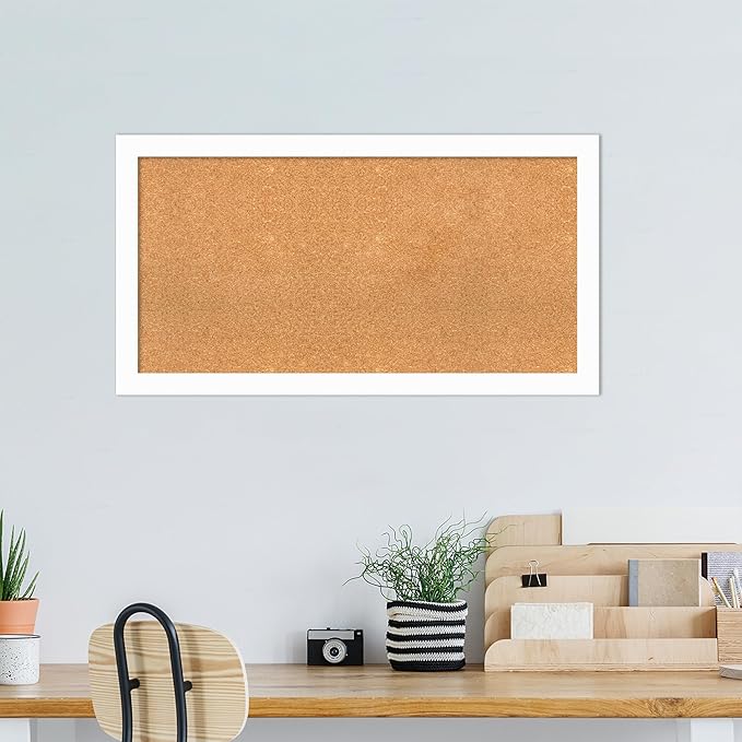 Amanti Art Natural Cork Board for Wall, 23x43 Vision Board with White Frame, Large Corkboard Office Decor for Home Organization, Casual Corkboard Pinboard to Display Items for Home Organization in-DeskLoop Office