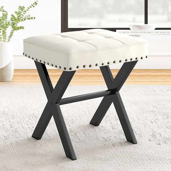 LUE BONA White Vanity Stool by LUEBONA