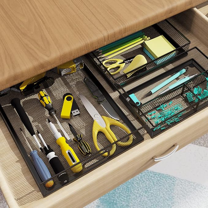 ITAYVAN Desk Drawer Organizer Set, Paper Organizer Letter Tray - Image 7
