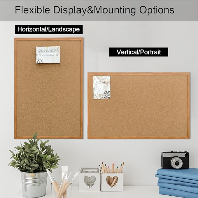 Cork Bulletin Board for Wall - 36” x 24” Bulletin Board Wall Mounted Wood Frame Message Board pin Board for School,Office and Home-DeskLoop Office