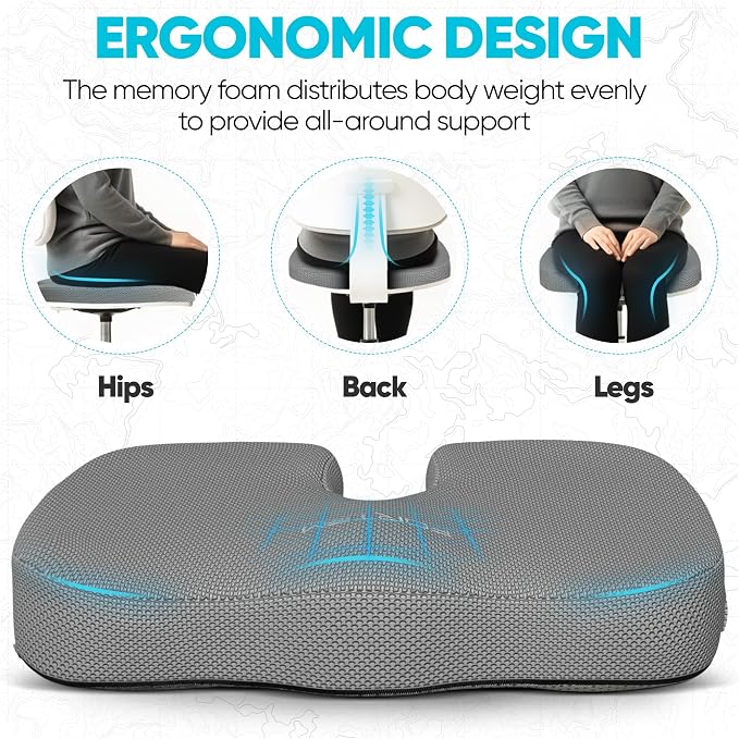 FORTEM Seat Cushion, Office Chair Cushion, Memory Foam Car Seat Cushions - Image 7
