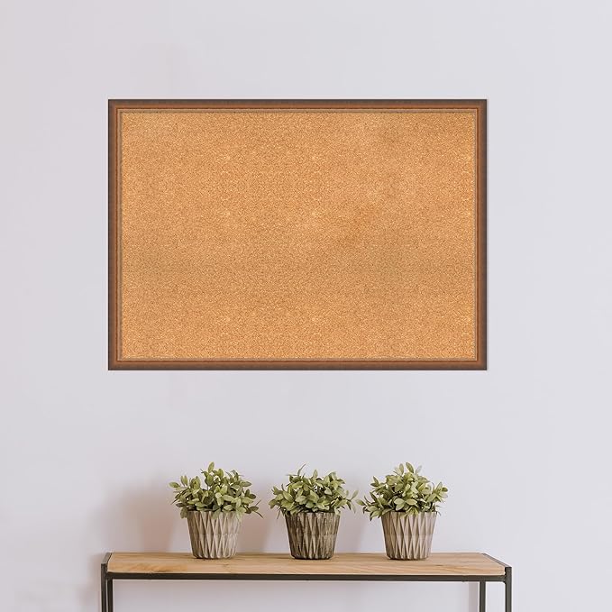 Amanti Art Natural Cork Board for Wall, 30x42 Vision Board with Bronze Frame, X-Large Corkboard Office Decor for Home Organization, Modern Corkboard Pinboard to Display Items for Home Organization in-DeskLoop Office
