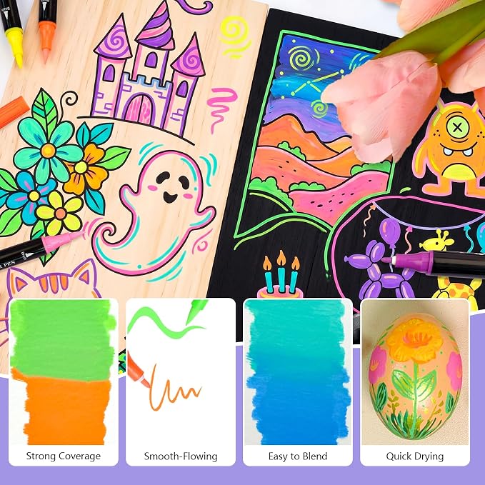 Artecho Acrylic Paint Markers 8 Fluorescent Colors, - Image 4