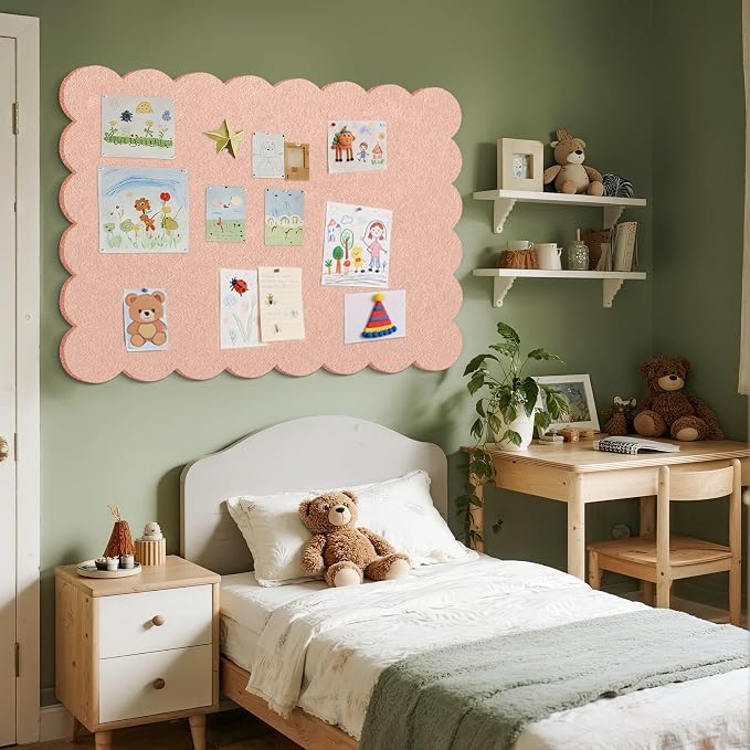 Lightomorrow Scalloped Bulletin Board, 48 x 36 Inches Felt Pin Board - Image 5