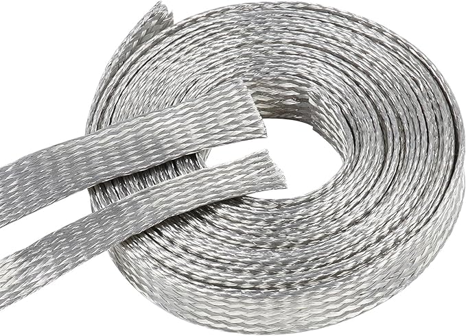 Tinned Copper Braid Wire Shielding Ground Strap Metal Cable Sleeve Expandable by BuyUneed