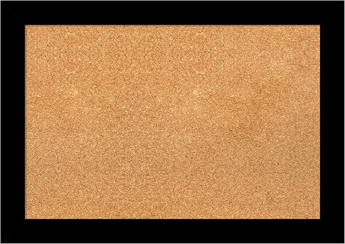 Amanti Art Natural Cork Board for Wall, 19x27 Vision Board with Black Wood Frame, Medium Corkboard Office Decor for Home Organization, Modern Contemporary Corkboard Pinboard to display items for home-DeskLoop Office