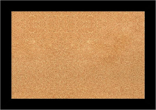 Amanti Art Natural Cork Board for Wall, 19x27 Vision Board with Black Wood Frame, Medium Corkboard Office Decor for Home Organization, Modern Contemporary Corkboard Pinboard to display items for home-DeskLoop Office