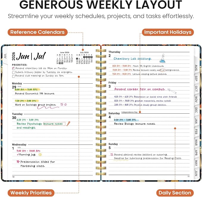 Planner 2026-2027, Academic Year Monthly and Weekly Calendar Planner, Jul 2026 - Image 3