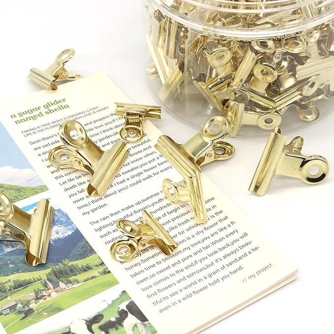 Gold Bulldog Clips, Binder Paper Clips, School and Office. - Image 8