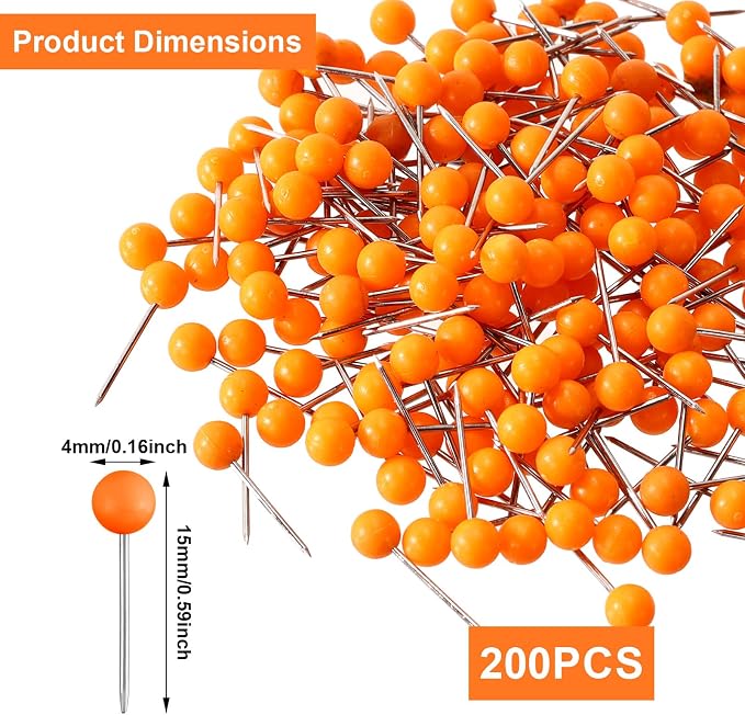 XIHIRCD 200pcs Push Pins, Map Tacks Round Head Map Push Pins Small Thumb Tacks - Image 2