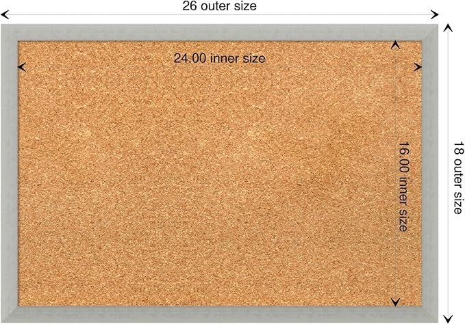 Amanti Art Natural Cork Board for Wall, 18x26 Vision Board with Silver Wood Frame, Medium Corkboard Office Decor for Home Organization, Casual Corkboard Pinboard to display items for home organization-DeskLoop Office