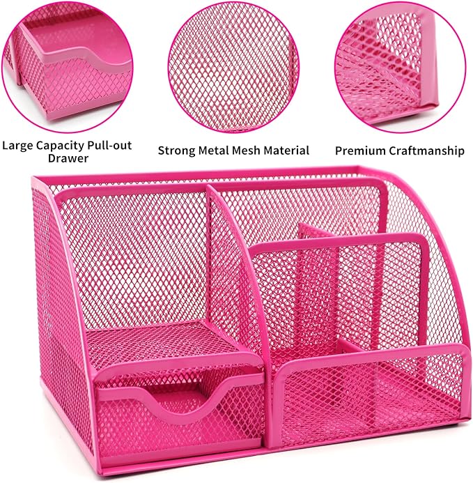 12 in 1 Hot Pink Desk Organizers and Accessories Set, Gifts - Image 2