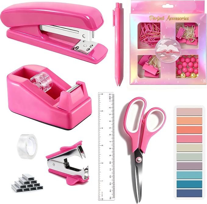 Dimonluce Hot Pink Desk Accessories, Hot Pink Office Supplies Accessories by Dimonluce