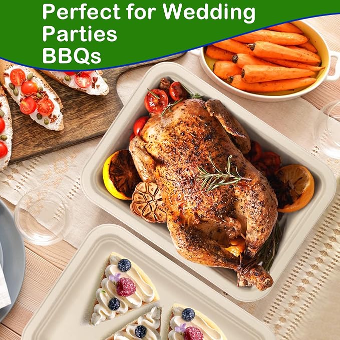 Large Paper Plates 14 Inch, 100 Pack Disposable Trays, Heavy Duty Dinner Size - Image 5